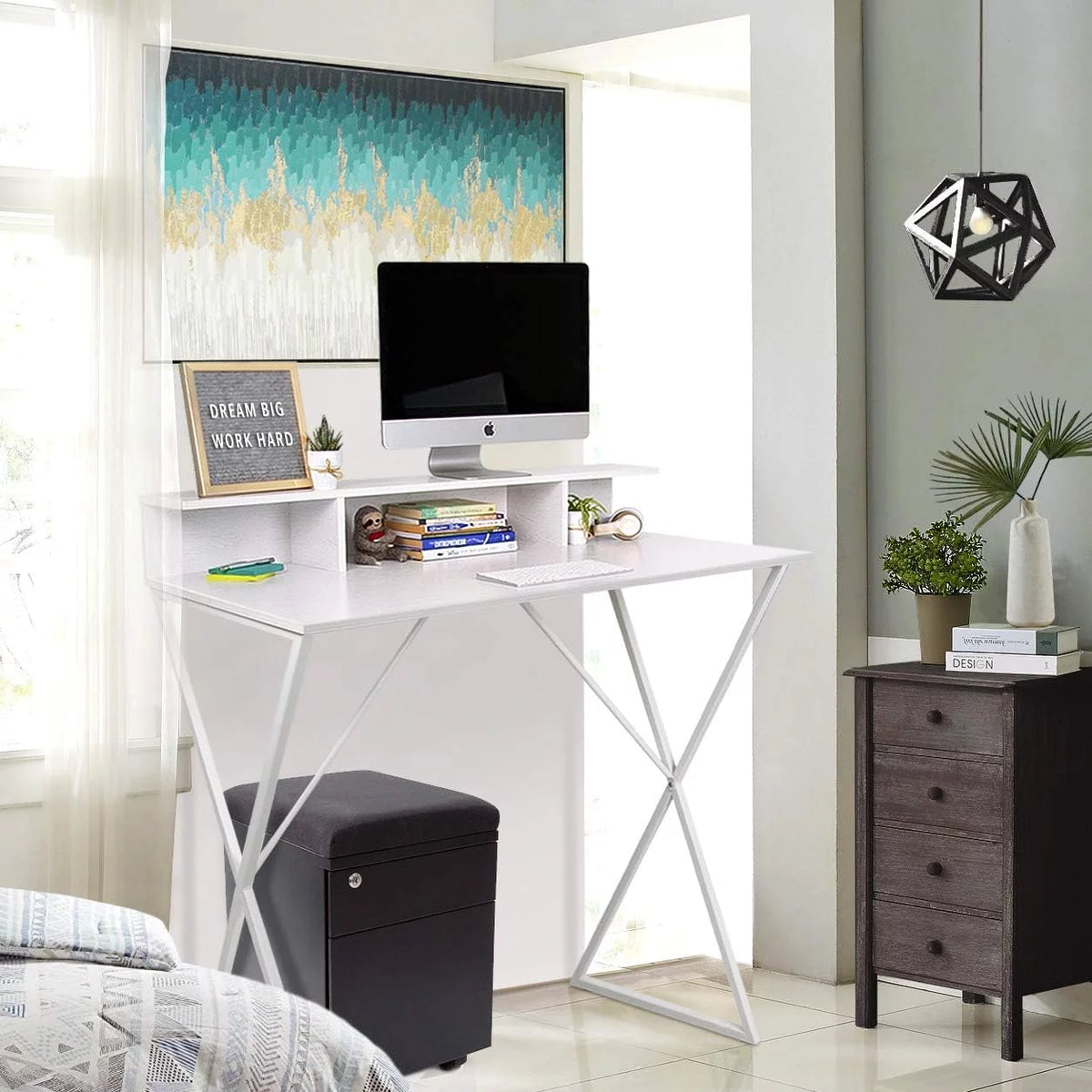 Black 2 Drawer Mobile File Cabinet with Cushion Top S7266