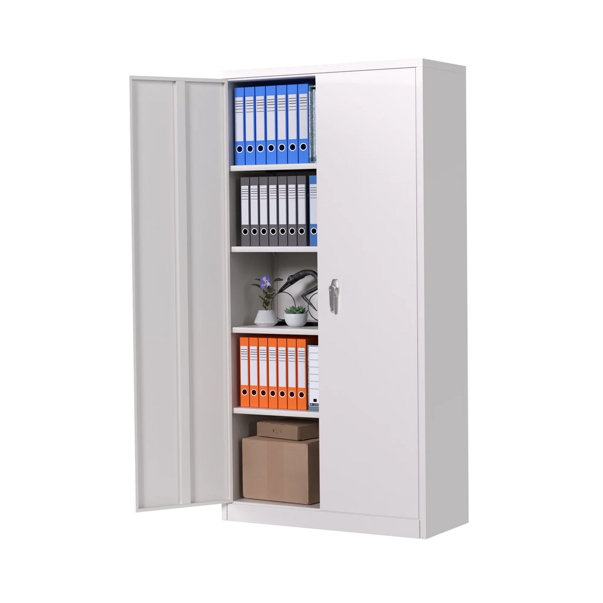 Metal Storage Cabinets with 4 Adjustable Shelves & 2 Locking Doors W15406