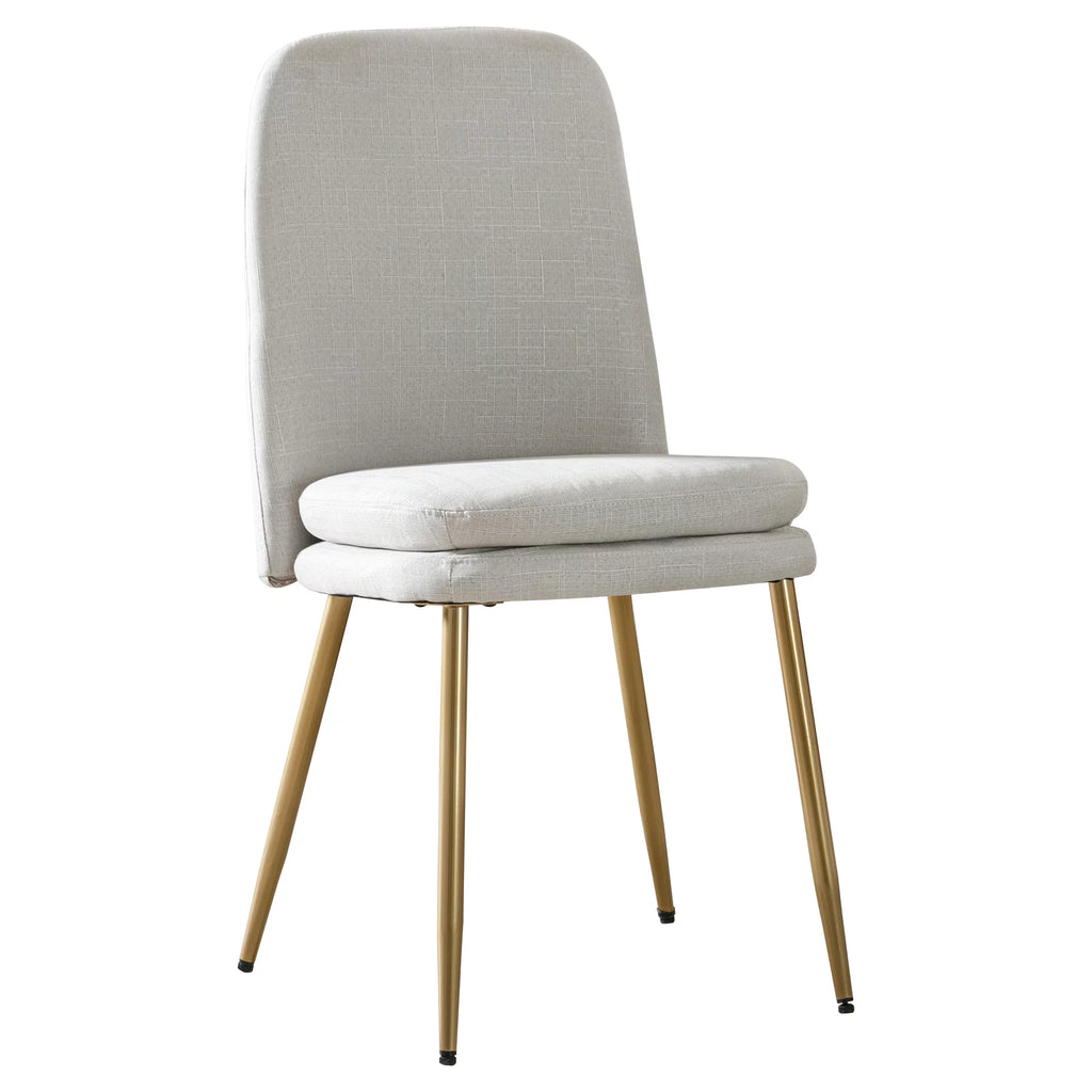 Set of 2 Beige Upholstered Dining Chairs with Metal Legs N47791