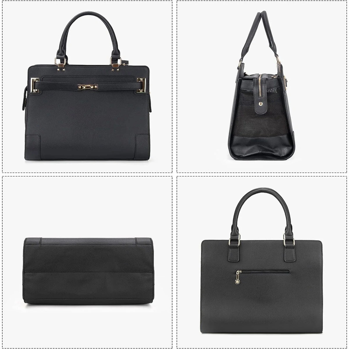 Black Soft-Sided Leather Pet Carrier I4580