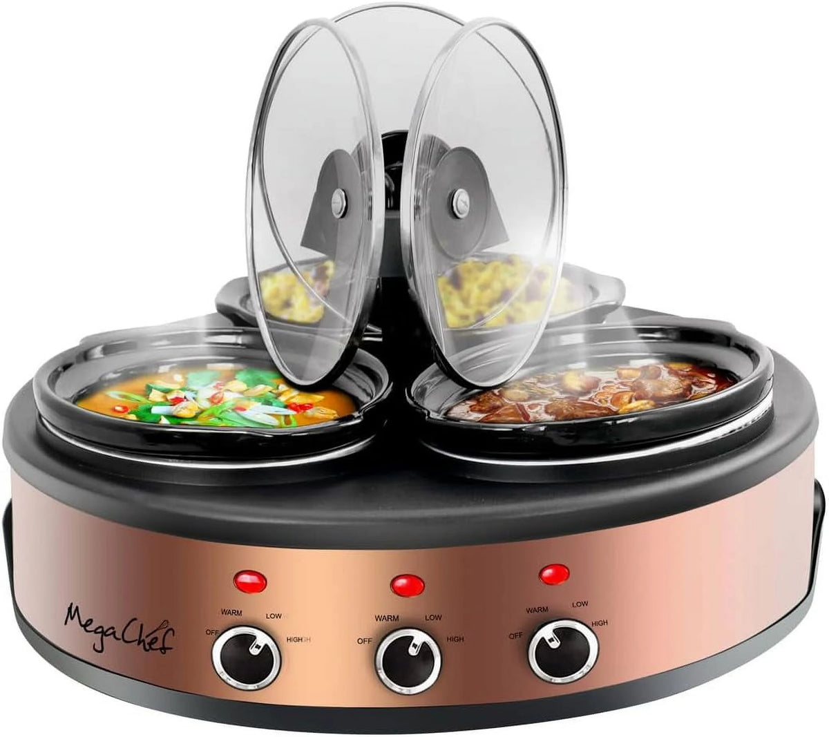 1.5 Quart Slow Cooker and Buffet Server with 3 Ceramic Cooking Pots N955875