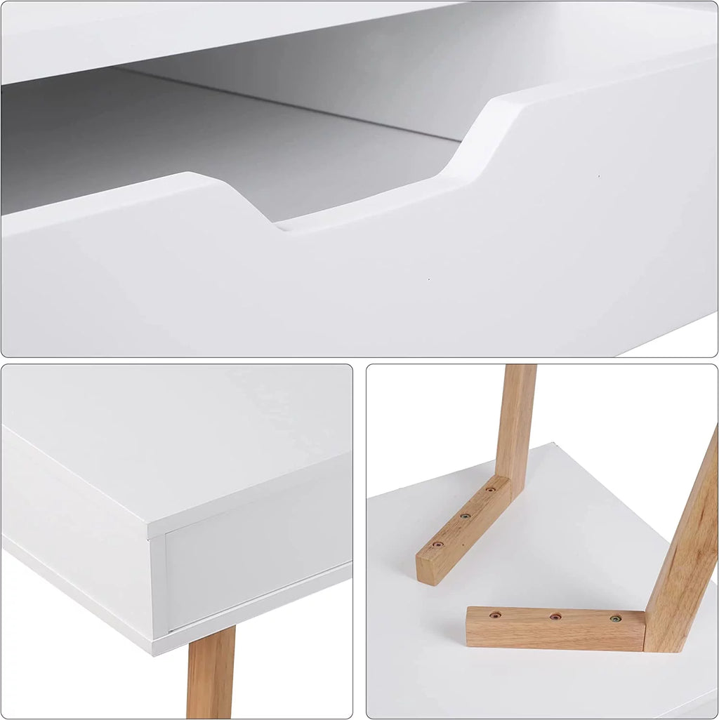 White Computer Writing Desk with 2 Drawers C625