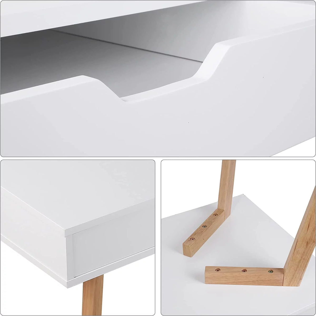 White Computer Writing Desk with 2 Drawers C625