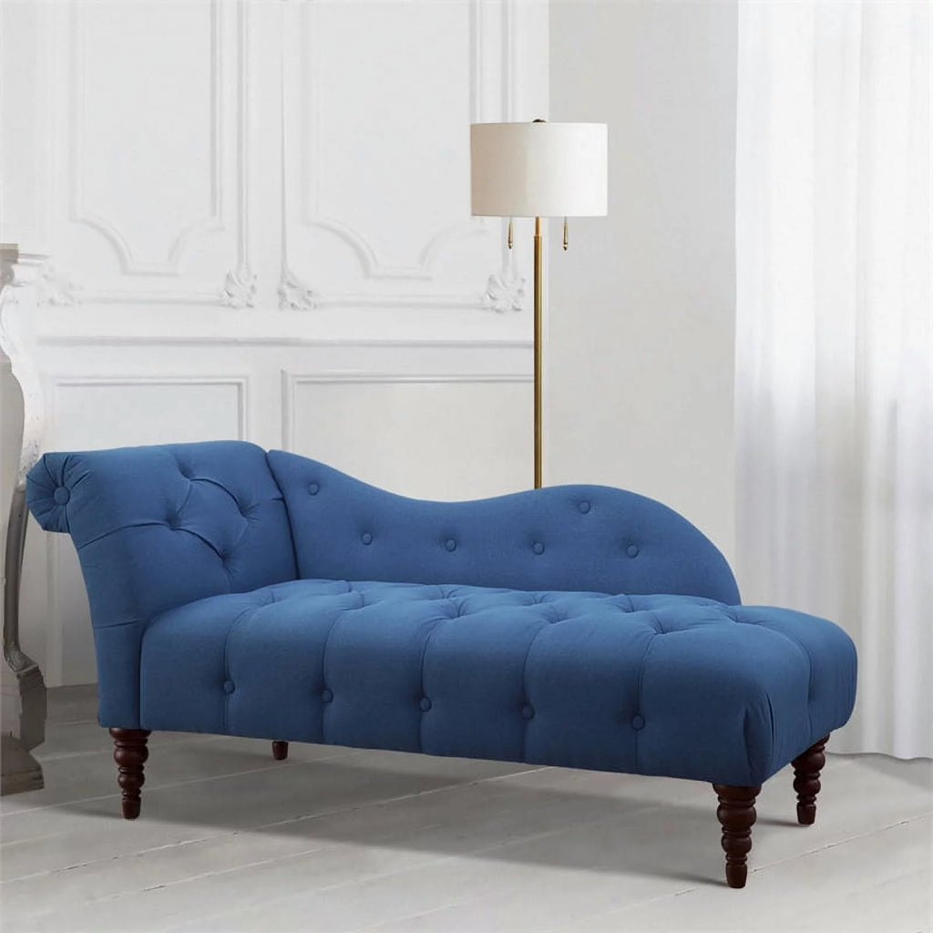 Blue 66" Textured Fabric Chaise Q7967