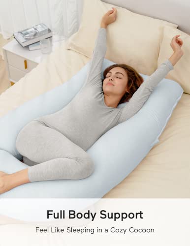 U Shaped Full Body Maternity Pillow with Removable Cover, Grey H147895