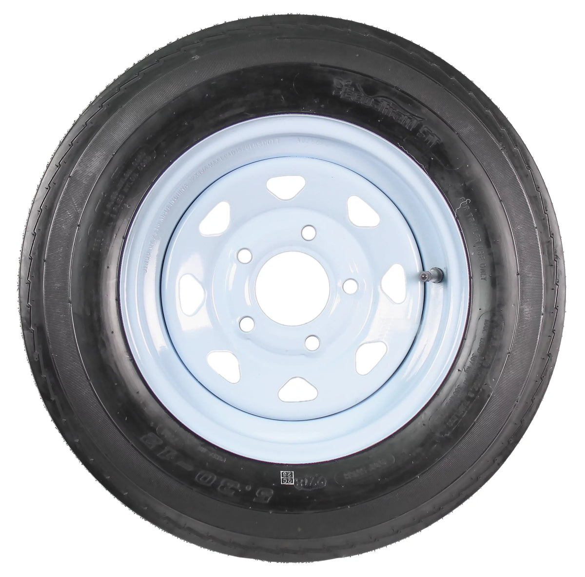 Two Trailer Tires On Rims 5.30-12 5 Hole White Spoke X995