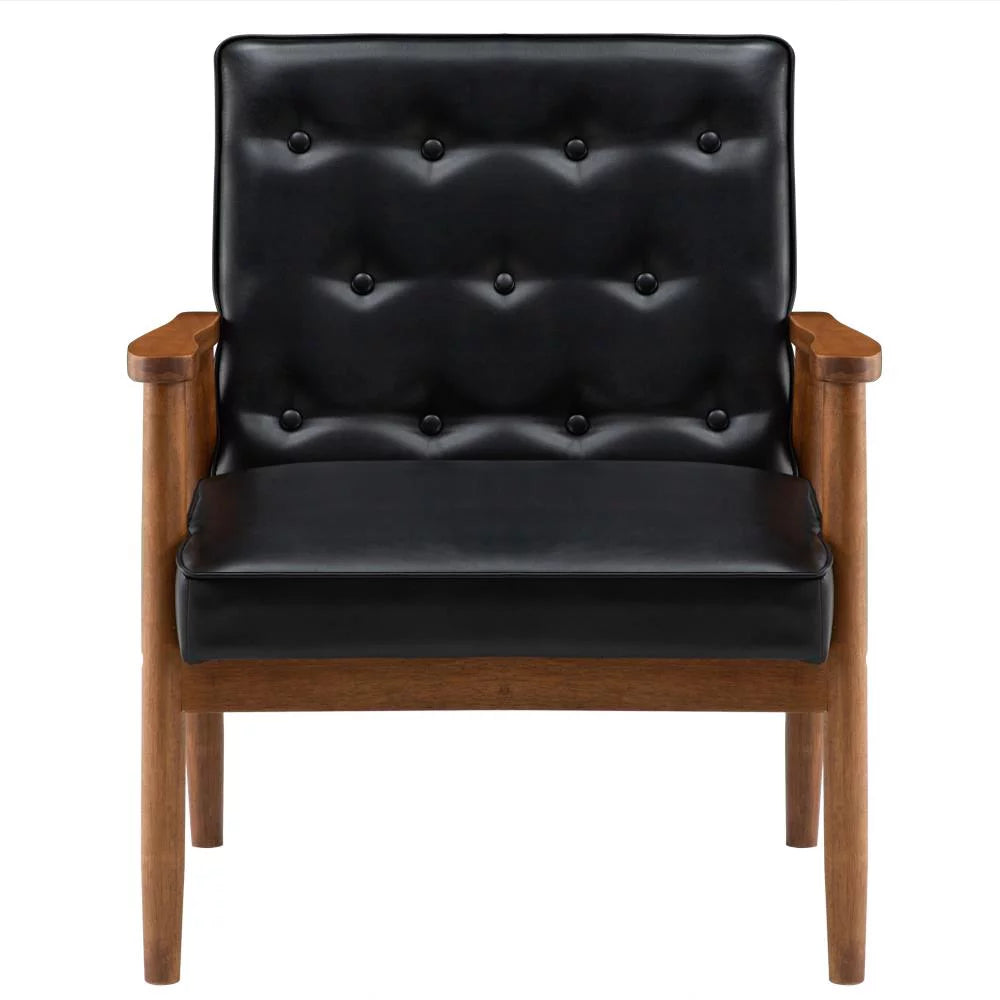 2Pcs Black Fabric Upholstered Accent Chair V51694