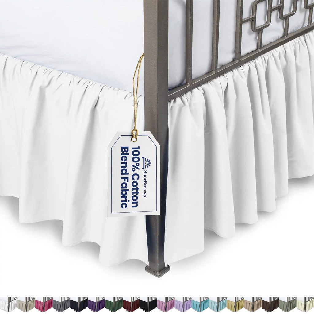 Queen White 21" Drop Ruffled Bed Skirt Y72493