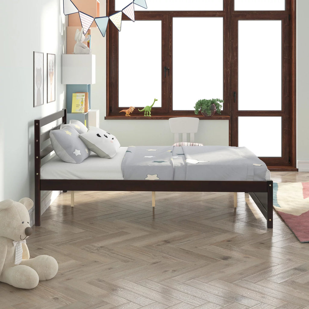 Espresso Full Wood Platform Bed Frame with Headboard Z114216