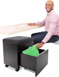 Black 2 Drawer Mobile File Cabinet with Cushion Top S7266