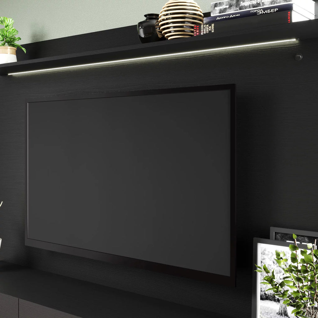 70" Black Floating TV Stand with LED Lights and Drawers N30934
