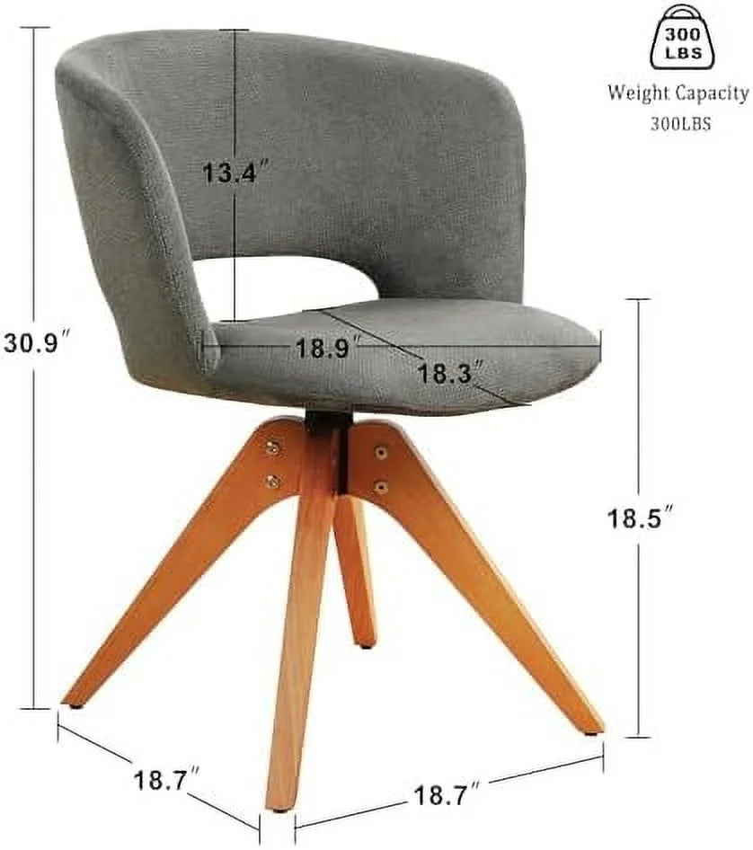 Blue Upholstered Swivel Accent Chair with Solid Wood Legs V69844