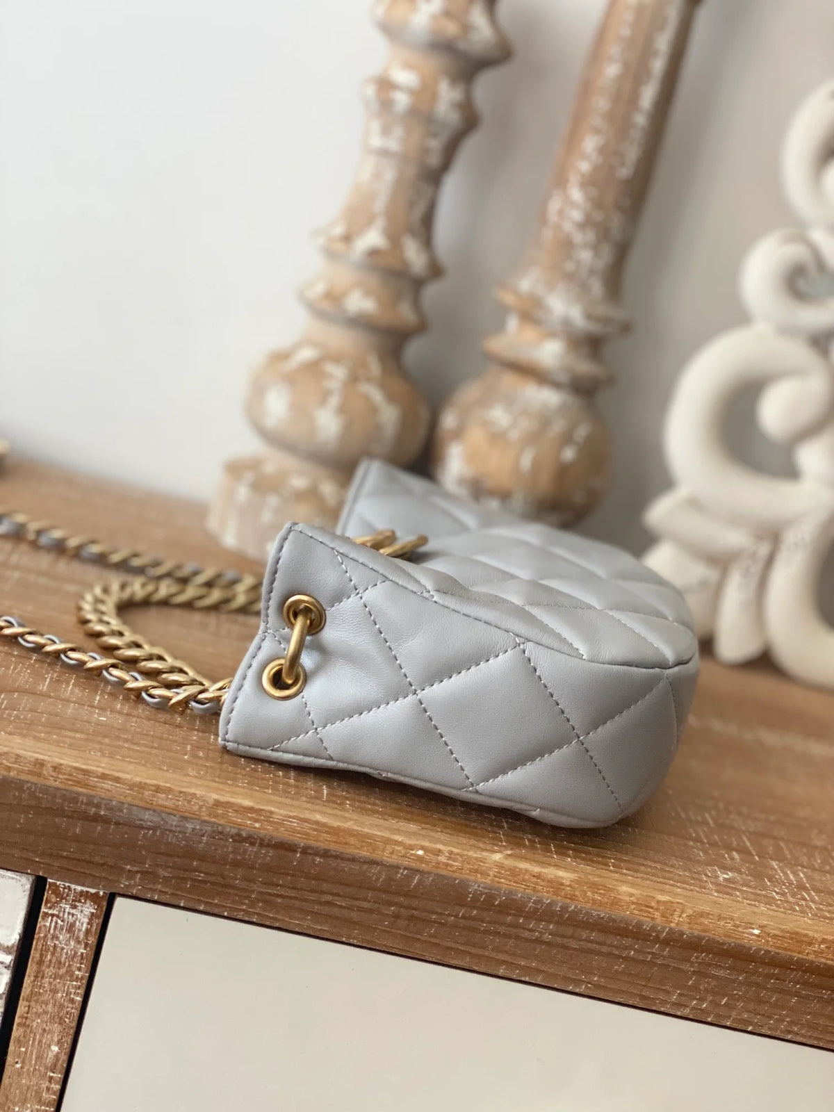 Small Hobo Bag Gold Hardware Grey Shoulder Bag A592281