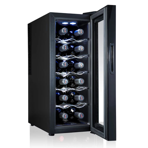 12 Bottle Thermoelectric Freestanding Wine Cooler Black P55241