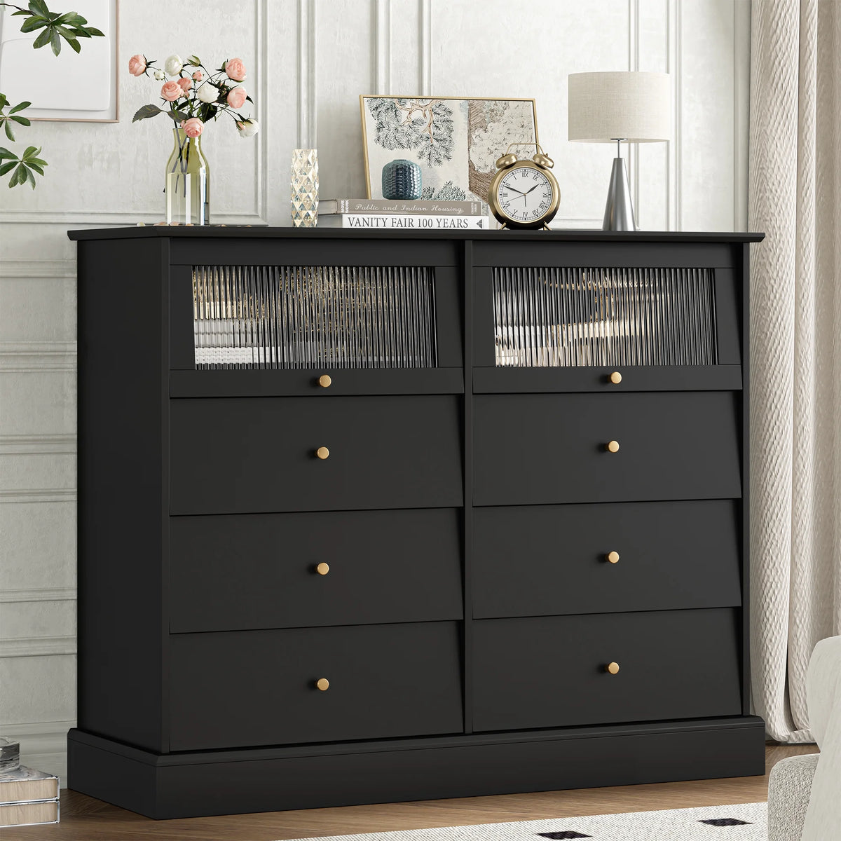 Black 8 Drawer Wood Dresser W13033