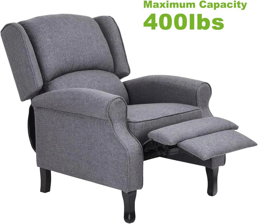 Gray Fabric Manual Push Back Recliner Sofa H2444