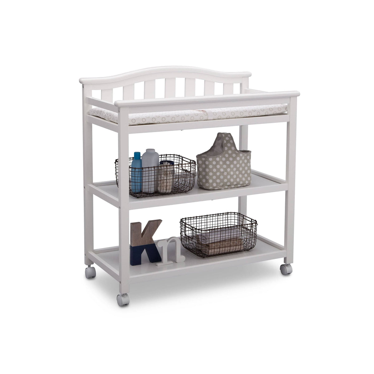 White Changing Table with Casters S250