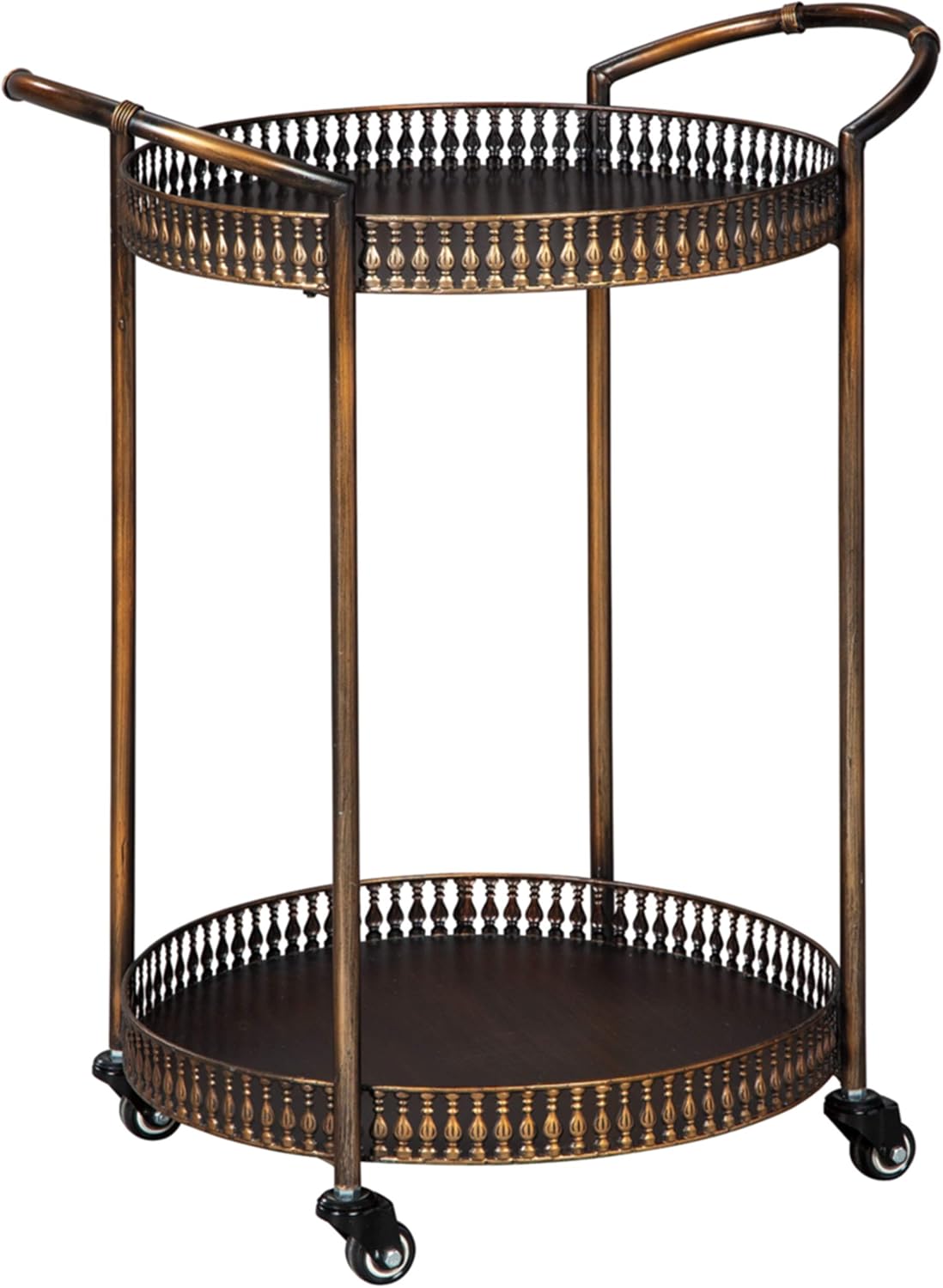 Glam Metal Bar Cart with Caster Wheels U31951