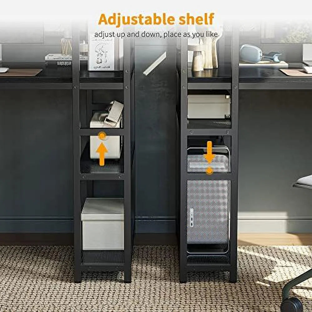 55 inch Black Computer Desk with Shelves P567