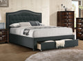 Twin Size Bed with Drawer Button Tufted Charcoal U7169