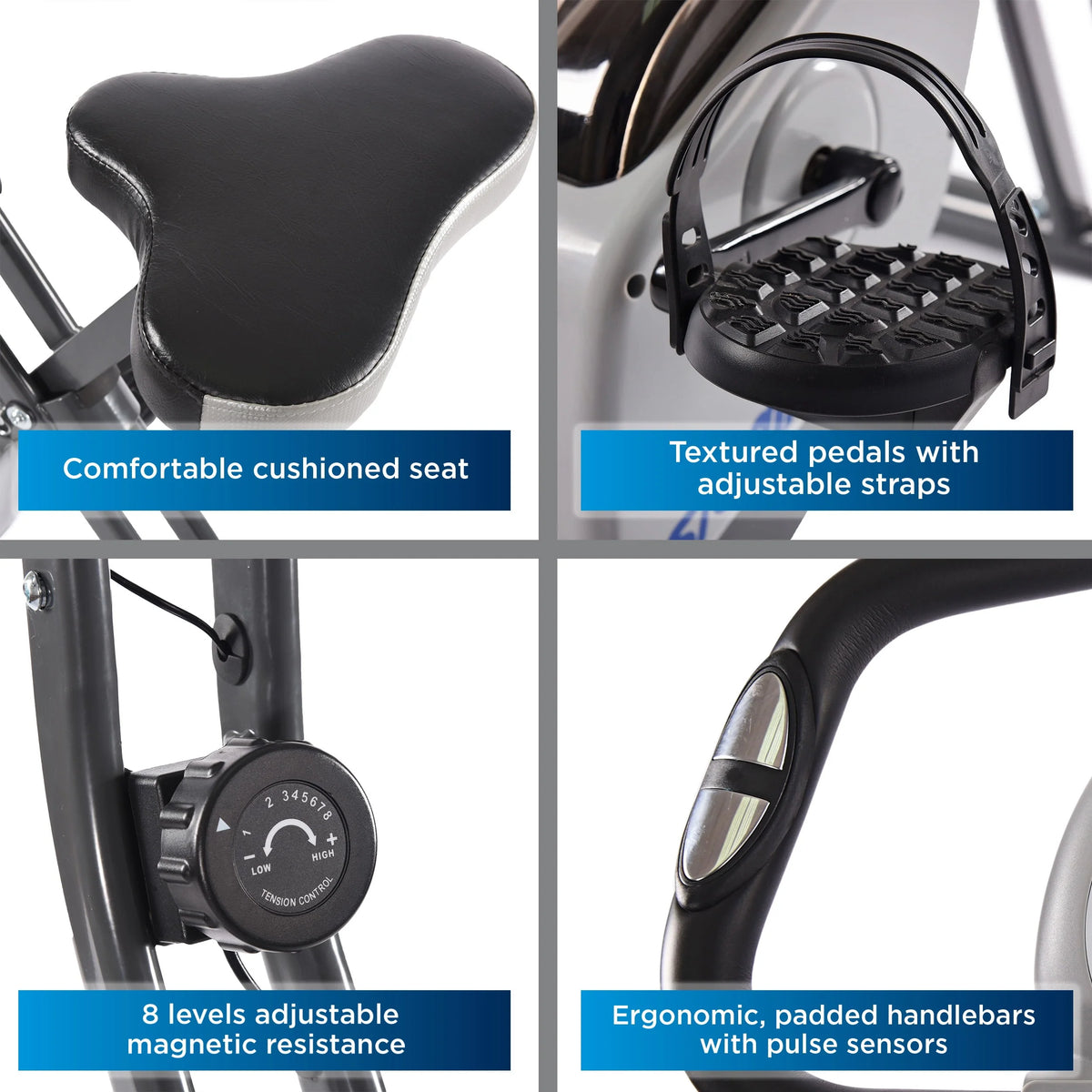 Folding Upright Exercise Bike with Padded Seat O8959