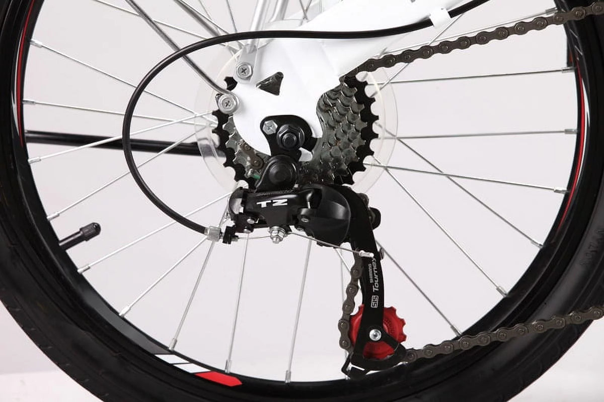White 7 Speed Folding Compact Bike V8122