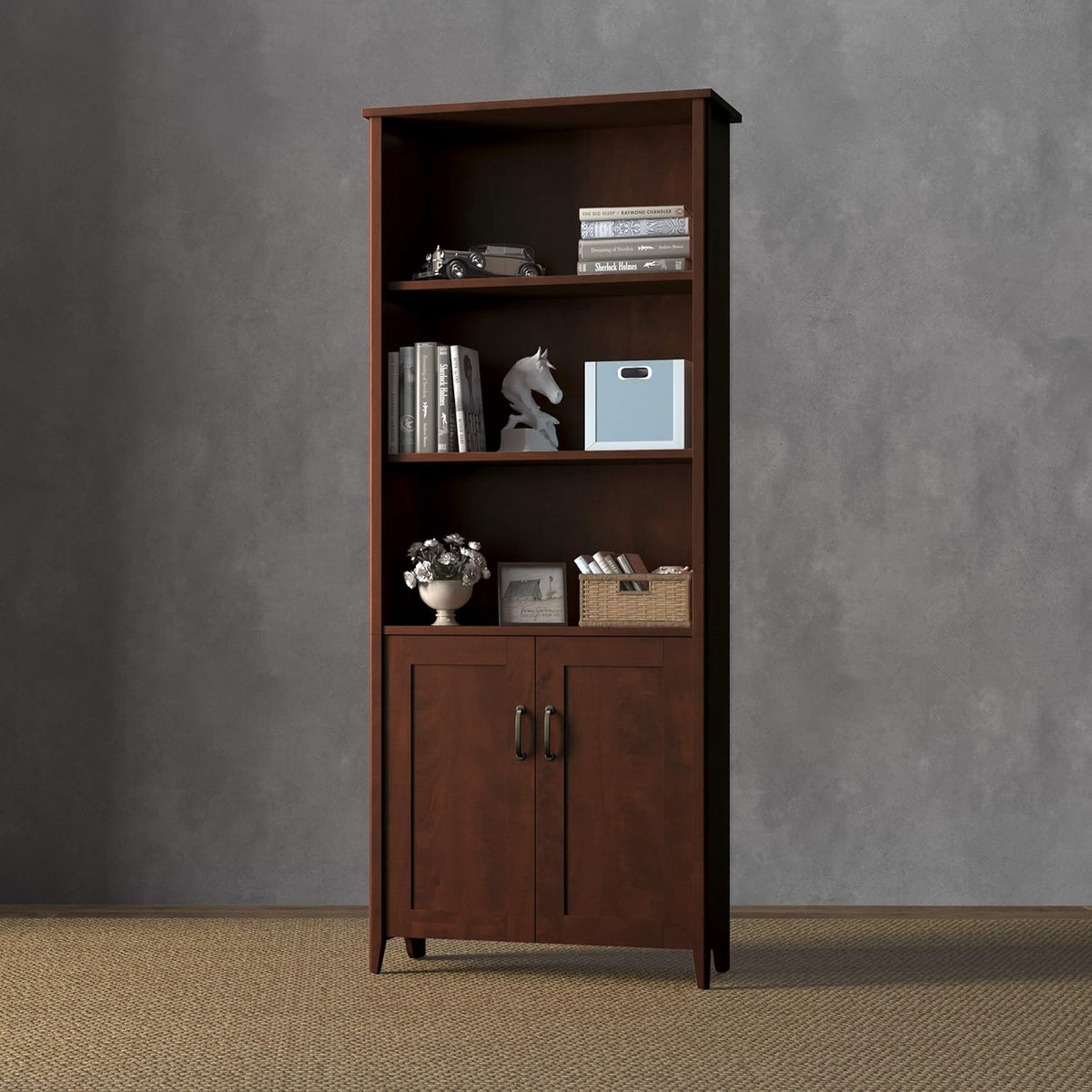 5 Shelf Tanned Cherry Bookcase Q5455