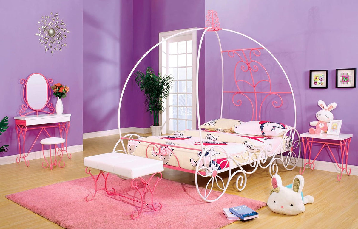 Twin Pink & White Carriage Bed Y4622