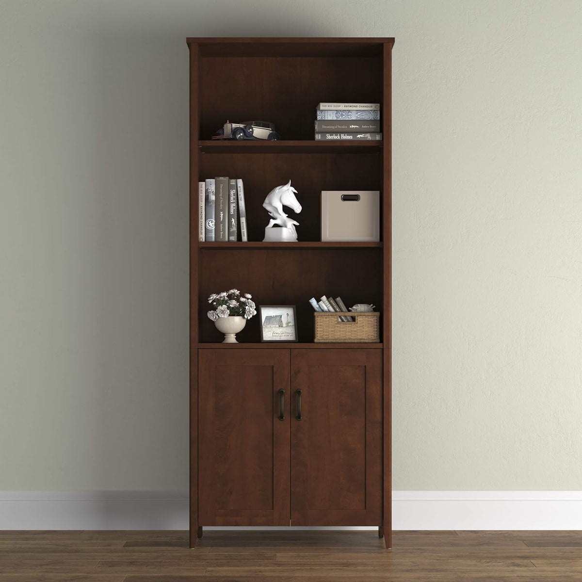 5 Shelf Tanned Cherry Bookcase Q5455