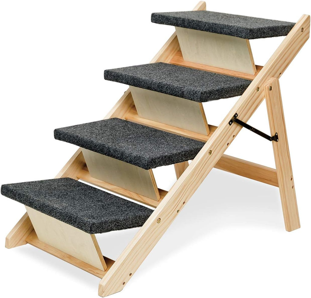 Foldable 4 Levels Wooden Pet Stairs and Ramp G2470
