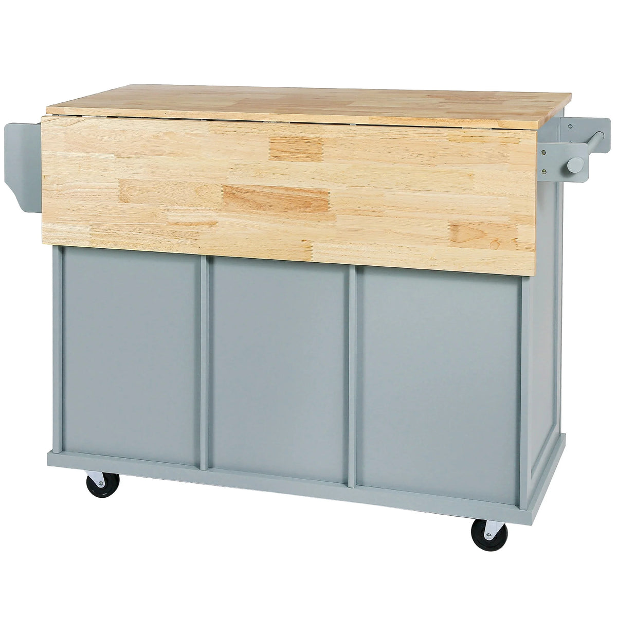 Blue Kitchen Island Cart with Drop-Leaf Countertop and 3 Drawers D5943