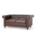 Dark Brown Faux Leather Loveseat E44769