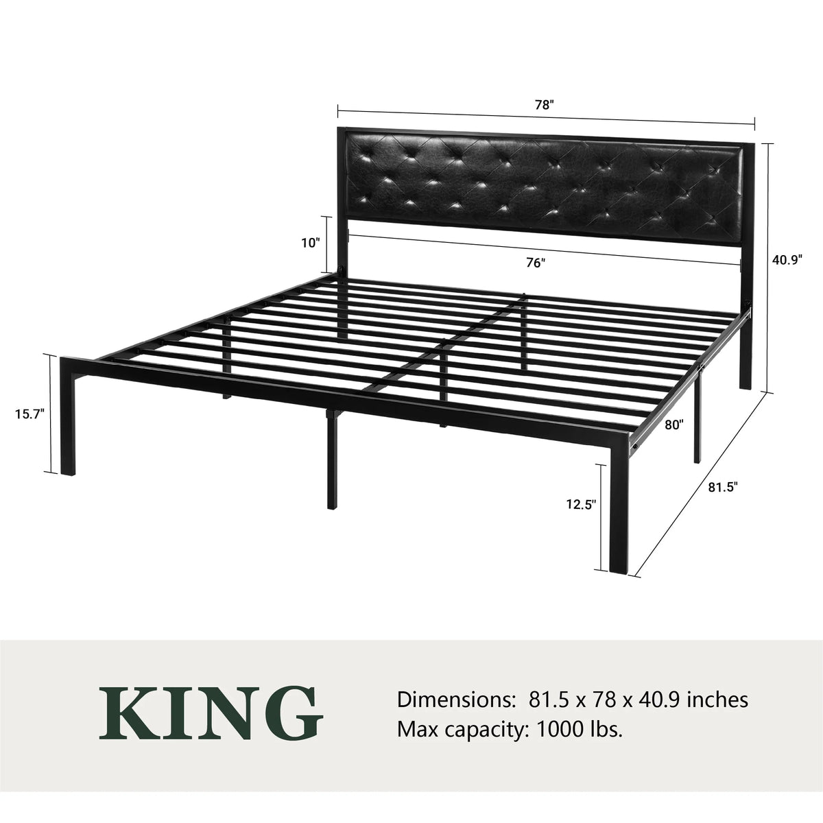 Twin Size Metal Bed Frame with Upholstered Headboard P965541