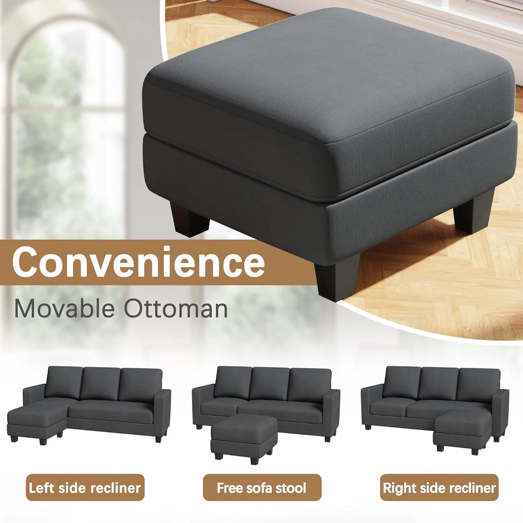 L Shaped Convertible Sectional Sofa with Ottoman Dark Gray T48584