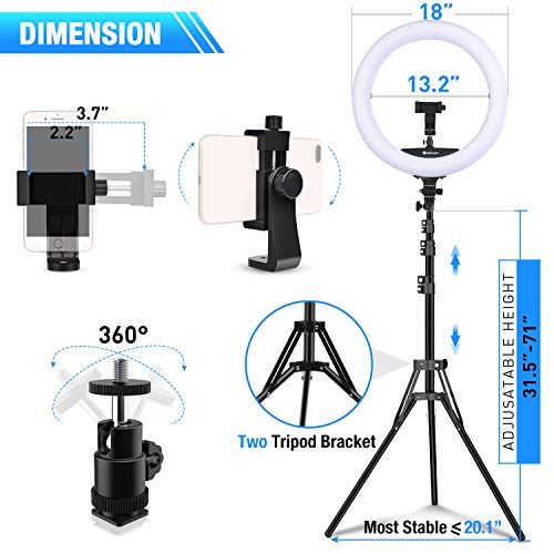 18 Inch RGB Ring Light with Tripod Stand and Phone Holder B235