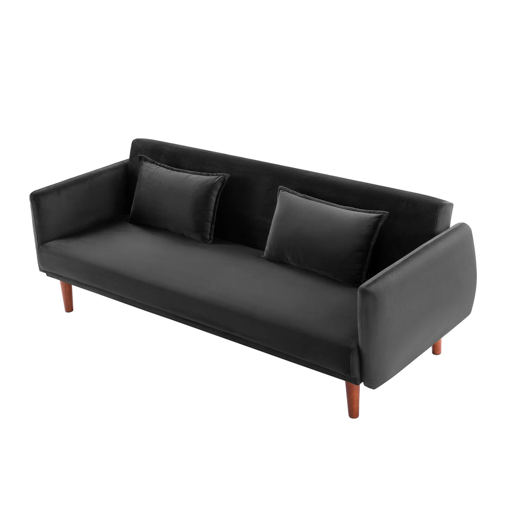 Black Velvet Convertible Sofa Bed F86200