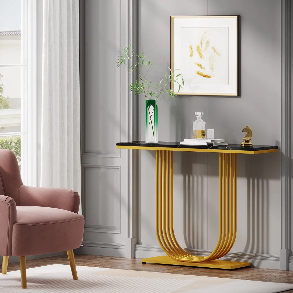 39 inch Gold Console Table I96156