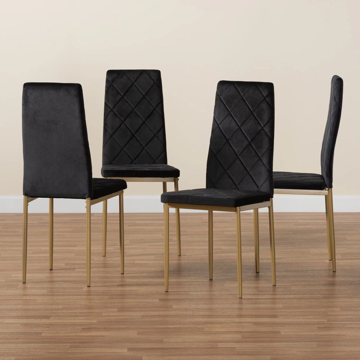 Black and Gold Dining Chair Set of 4 Q4719