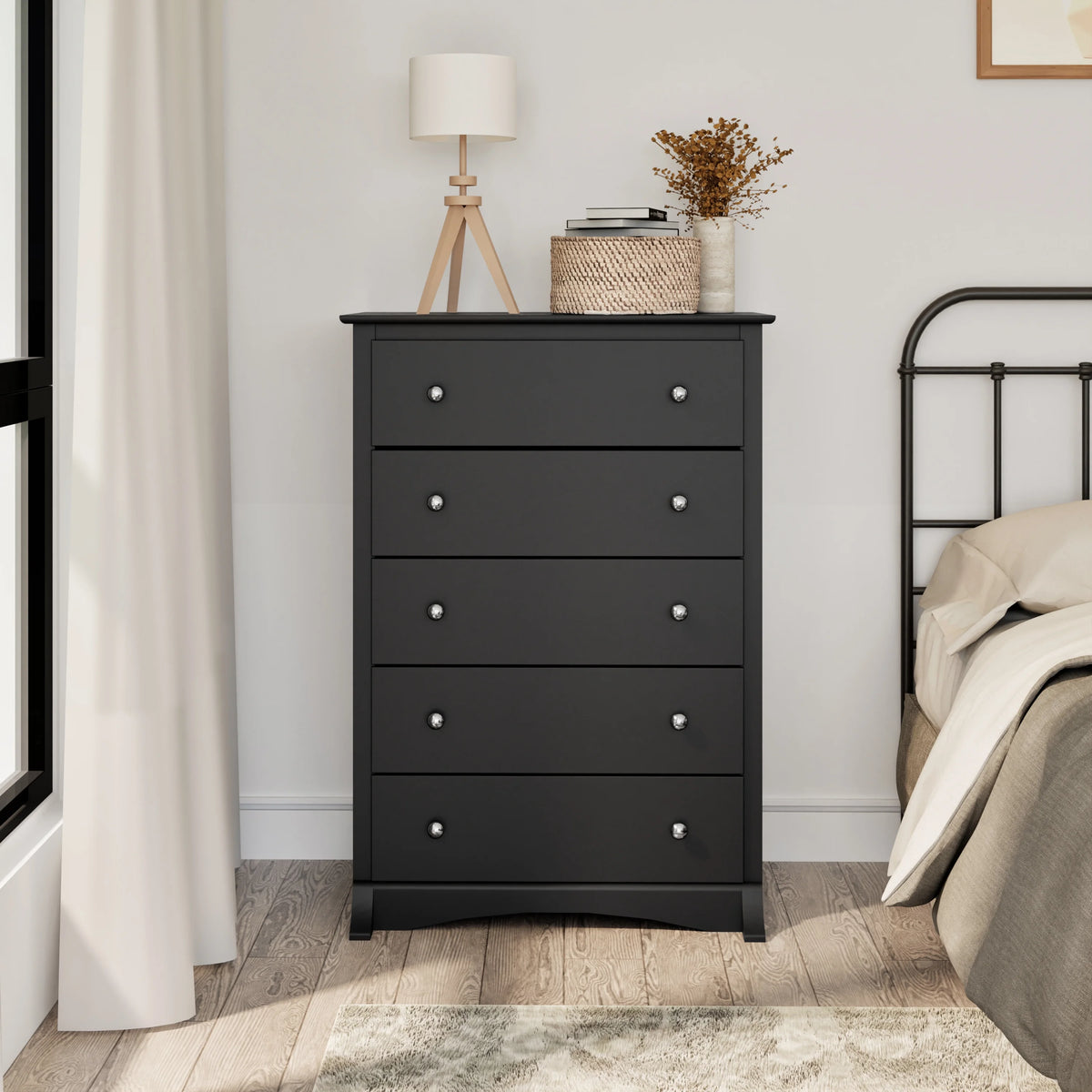 Black 5 Drawer Chest T730