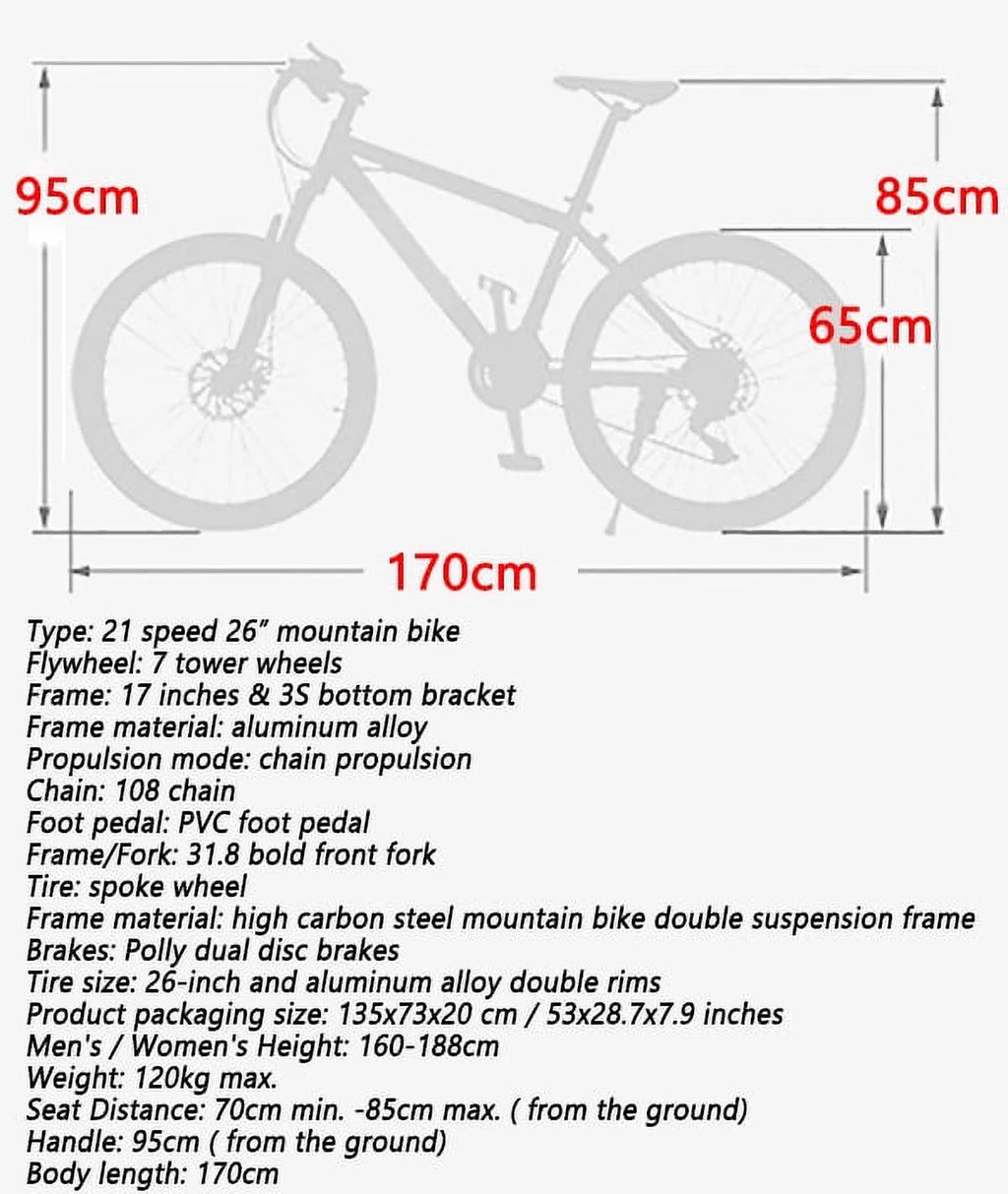 26-Inch Wheels 21 Speed Dual Disc Brake Mountain Bike Q247011