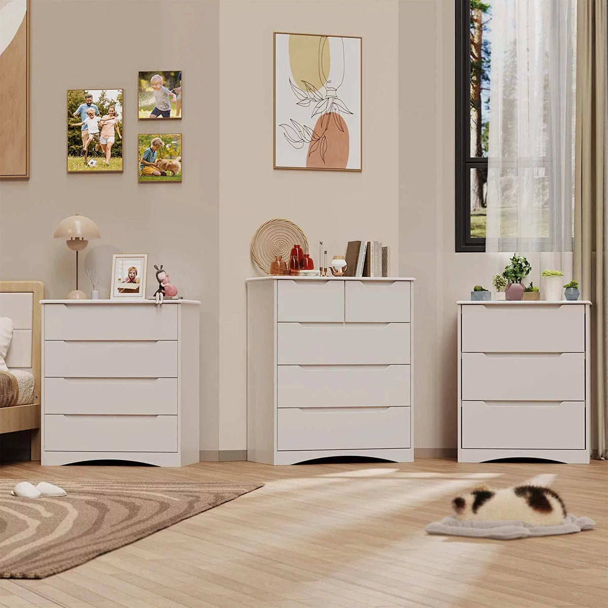 White 5 Drawer Wood Dresser L95894