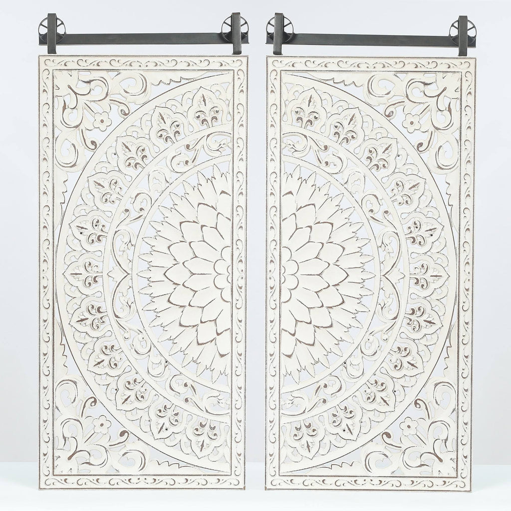 Set of 2 Decorative Carved MDF Wall Panel M344598