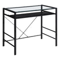 Computer Desk with Clear Tempered Glass Top and Black Metal Frame H139
