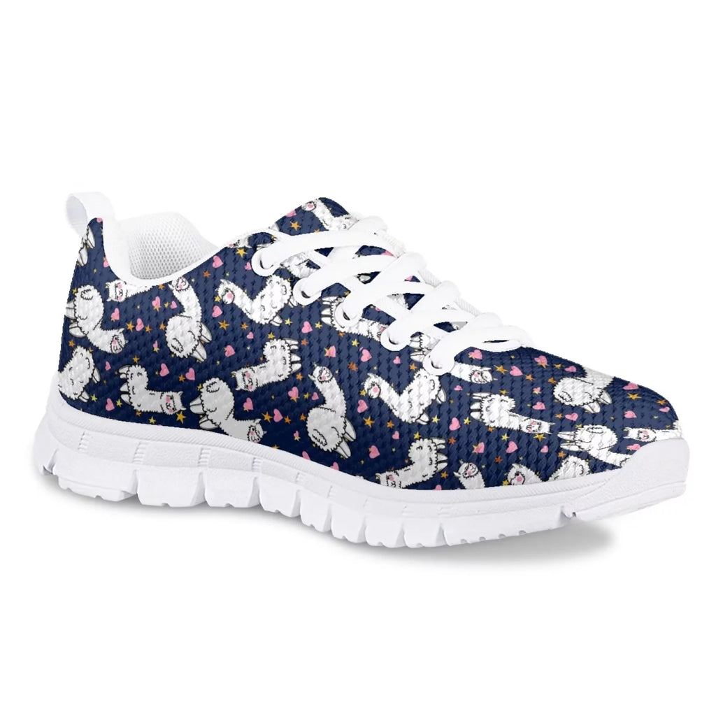 Sneakers for Girls Cartoon Alpaca Print Low Top Lace Up Size 11.5 B45752
