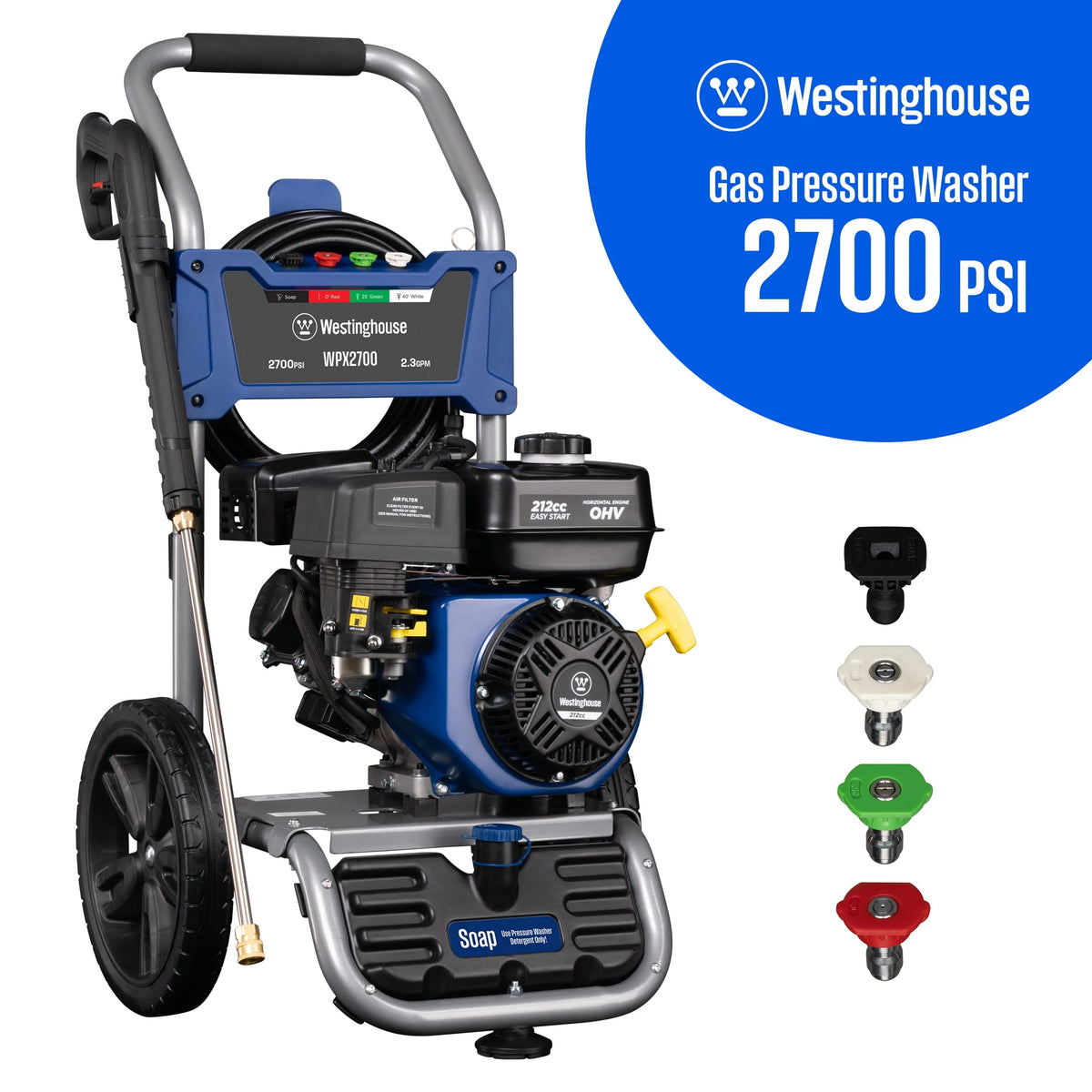 2700-PSI 2.3-GPM Gas Pressure Washer with 4 Nozzles A59739