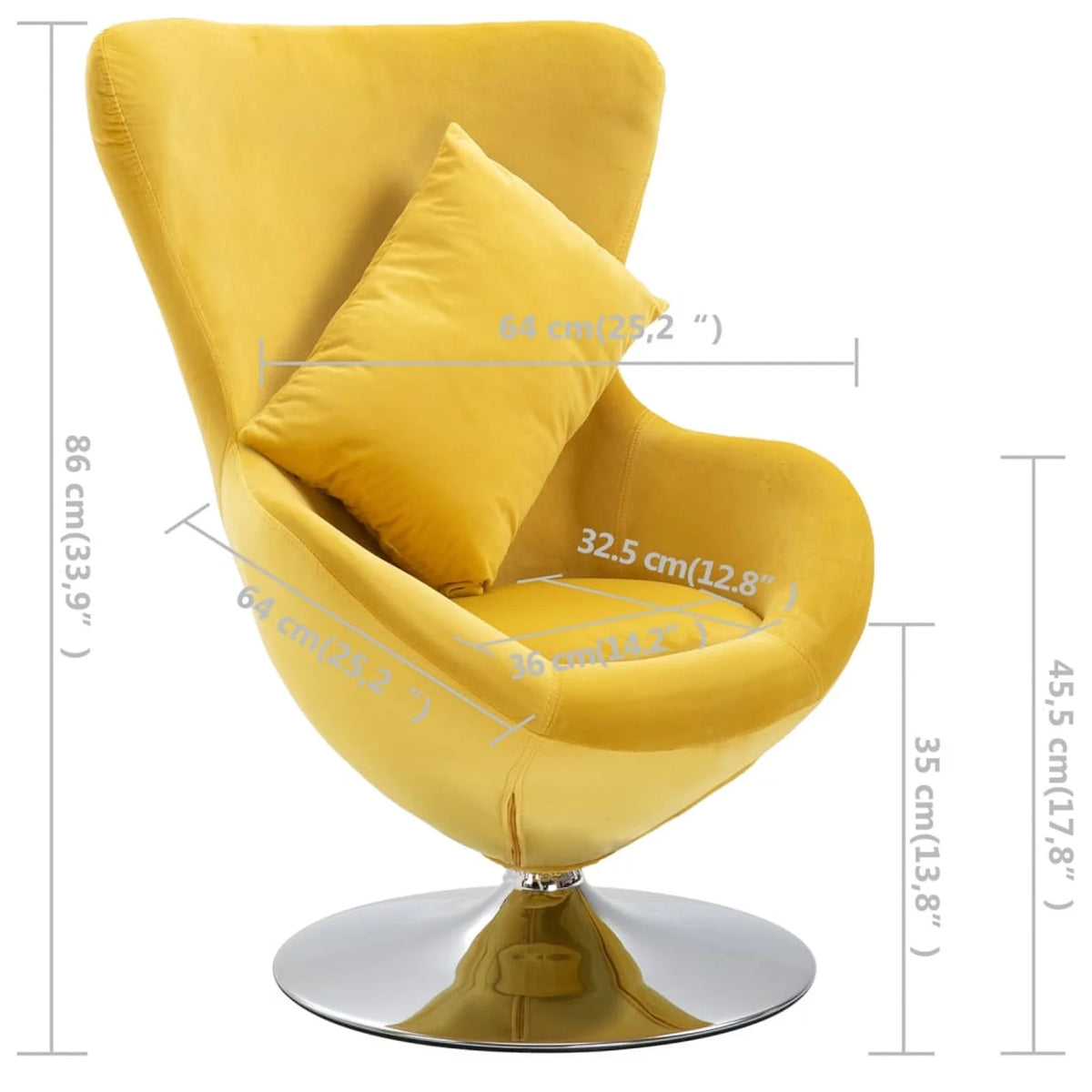 Swivel Egg Chair with Cushion Yellow O82167