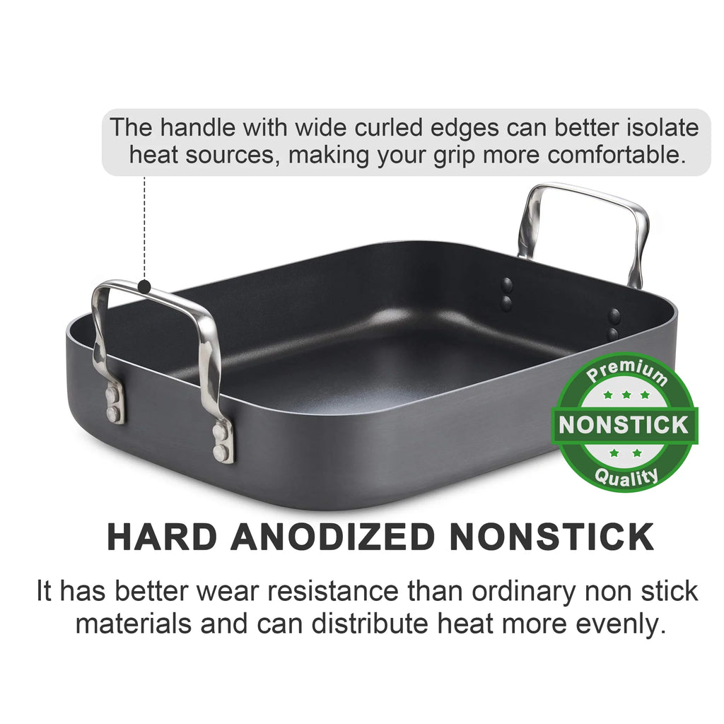 Hard Anodized Nonstick Roasting Pan with Rack D7180