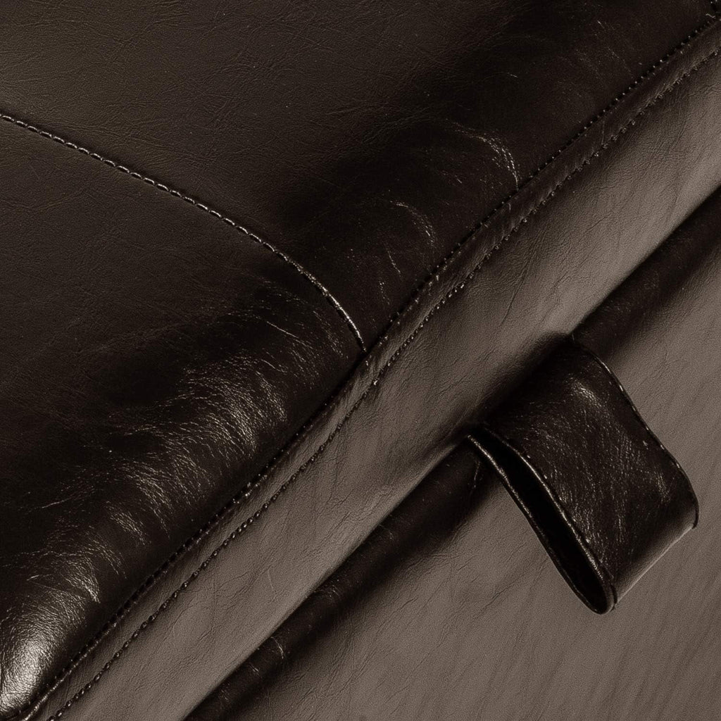 Faux-Leather Storage Ottoman with Wood Legs Q102