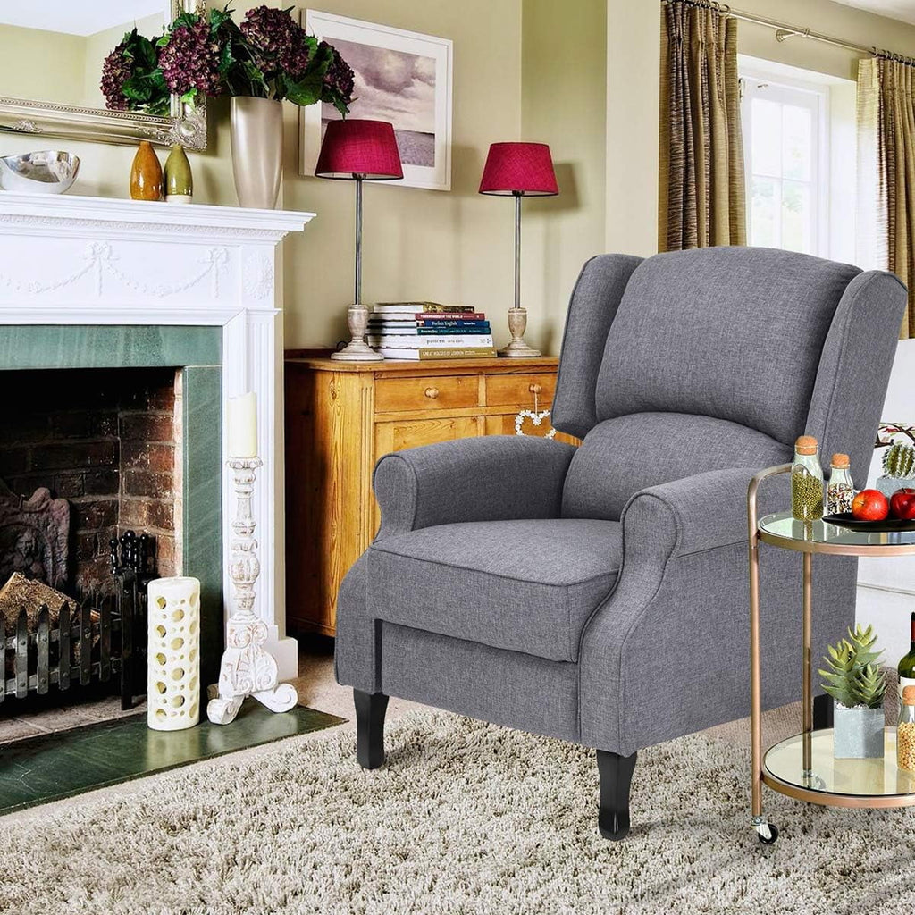 Gray Fabric Manual Push Back Recliner Sofa H2444