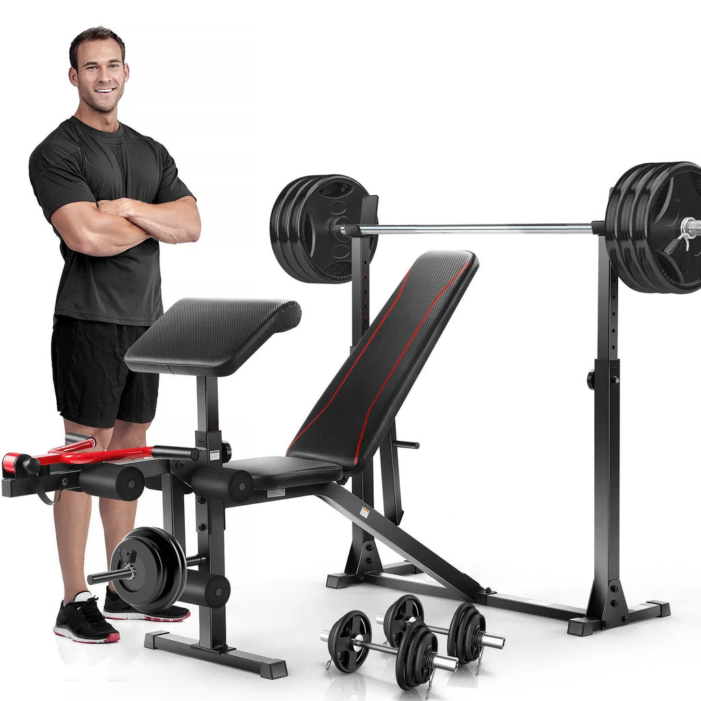 Adjustable Weight Bench Set with Squat Rack H315966